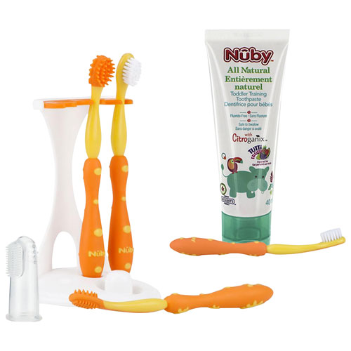 Nuby & DR. Talbot's Oral Care Set Toothpaste & Toothbrush - Orange/Yellow