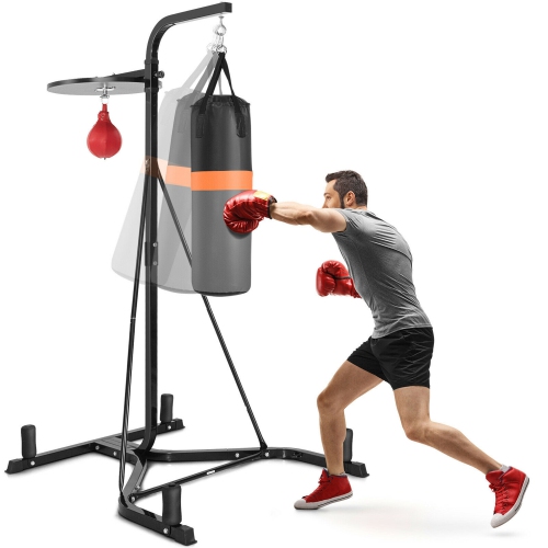 Soozier Free-Standing Speed Bag Platform Punch Bag Station Boxing Stand  Heavy Duty Frame White Fitness