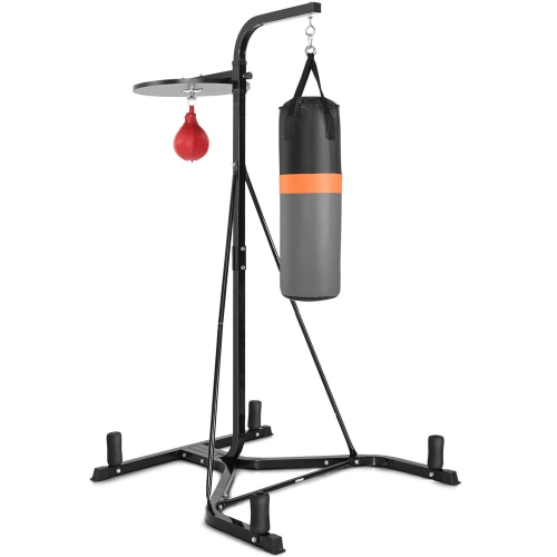 Gymax Heavy Duty Boxing Punching Stand W/Heavy Bag & Speed Bag Sandbag Rack Home Gym