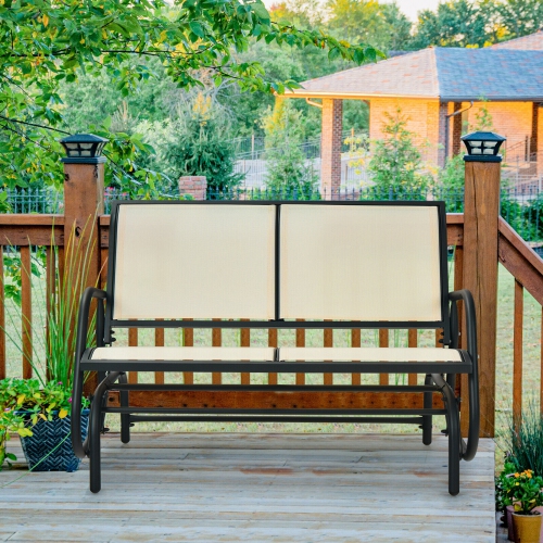 Gymax Patio Swing Glider Bench Loveseat Rocking Chair Backyard Poolside