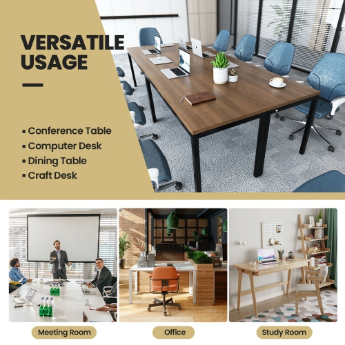 Gymax Set of 2 55'' Conference Table Office Computer Study Desk Metal Base Meeting Room