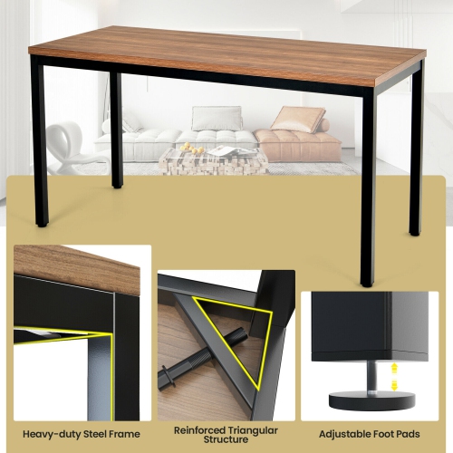 Gymax Set of 2 55'' Conference Table Office Computer Study Desk Metal Base Meeting Room