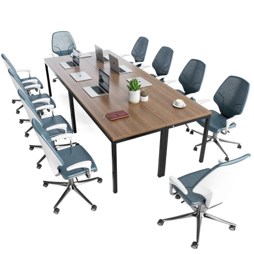 GYMAX  Set Of 4 55" Conference Table Office Computer Study Desk Metal Base Meeting Room