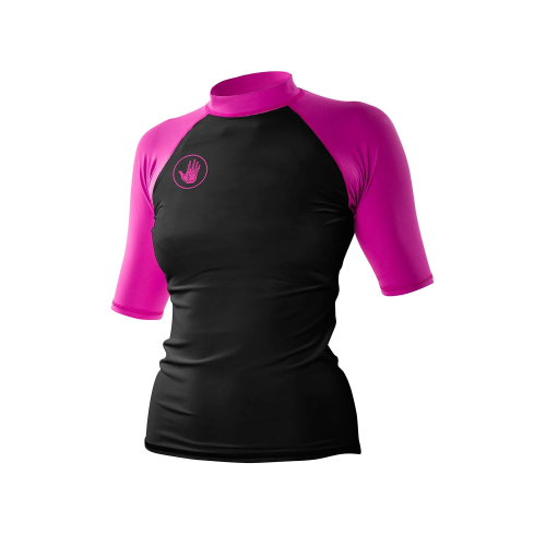 Women’s Raglan Fitted Short Arm Rashguard Black Pink - Large