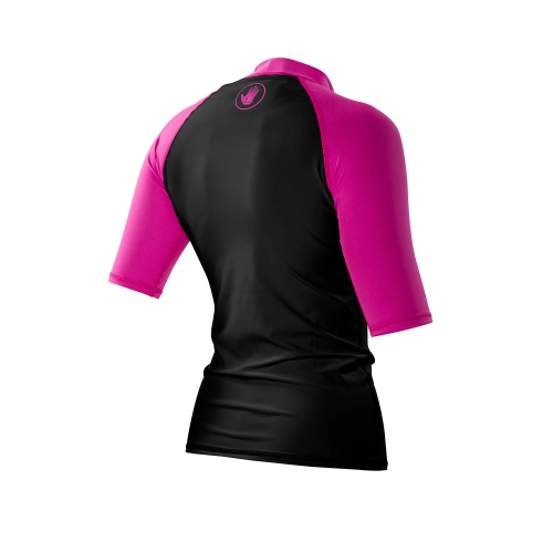 Rashguard ajusté à bras court Raglan pour femme - rose noir - très grand