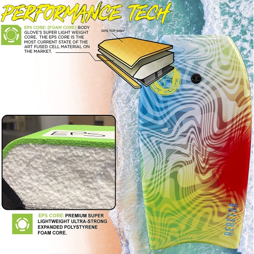 Planche de surf horizontal de 37 po Reactor - EPS Core, Leash droit inclus pour hommes, femmes, enfants - durable, Surfing Waves Summer Fun Beach