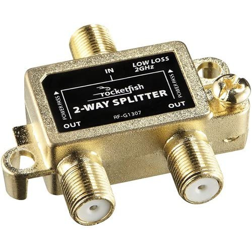Open Box - Rocketfish RF-G1307 2-Way Coaxial Splitter-Golden