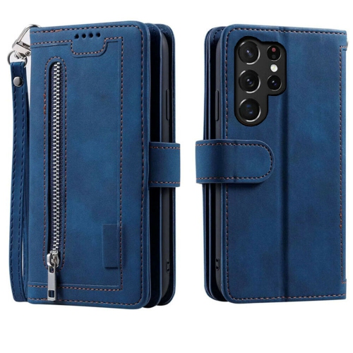WillCase Wallet Leather Magnetic Case Shockproof Leather Zipper Flip Cover Credit Card Holder for Samsung Galaxy S22 Ultra - Free Shipping