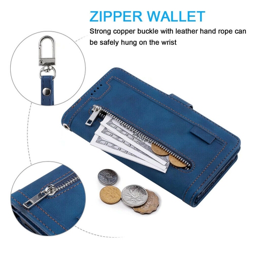 WillCase Wallet Leather Magnetic Case Shockproof Leather Zipper Flip Cover Credit Card Holder for Samsung Galaxy S22 Ultra - Free Shipping