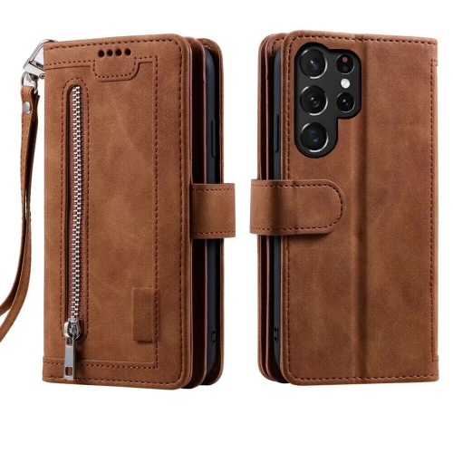 WillCase Wallet Leather Magnetic Case Shockproof Leather Zipper Flip Cover Credit Card Holder for Samsung Galaxy S22 Ultra - Free Shipping