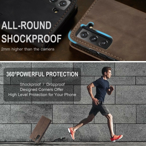 CaseMe Wallet Case Anti-Fall Retro Handmade Leather Magnetic Case Card Slot for Samsung Galaxy S22 - Free Shipping