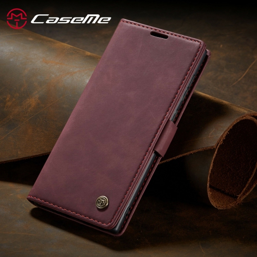 CaseMe Wallet Case Anti-Fall Retro Handmade Leather Magnetic Case Card Slot for Samsung Galaxy S22 Ultra - Free Shipping