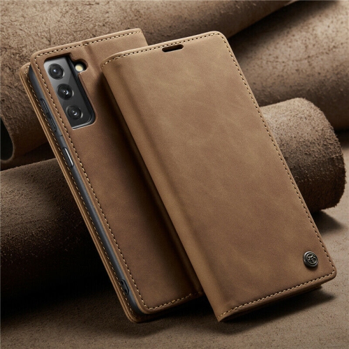 CaseMe Wallet Case Anti-Fall Retro Handmade Leather Magnetic Case Card Slot for Samsung Galaxy S22 Plus - Free Shipping
