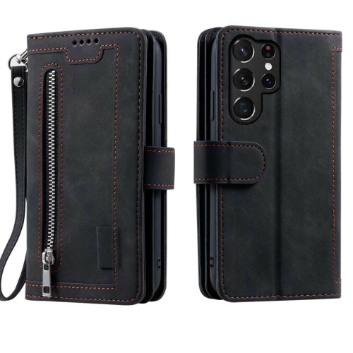 WillCase Wallet Leather Magnetic Case Shockproof Leather Zipper Flip Cover Credit Card Holder for Samsung Galaxy S22 Ultra - Free Shipping