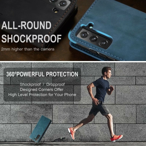 CaseMe Wallet Case Anti-Fall Retro Handmade Leather Magnetic Case Card Slot for Samsung Galaxy S21 FE - Free Shipping