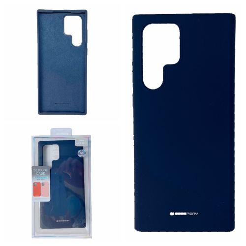 TopSave Goospery Liquid Silicone Rubber Bumper Case with Soft Microfiber For Samsung Galaxy S22 Ultra, Navy Blue
