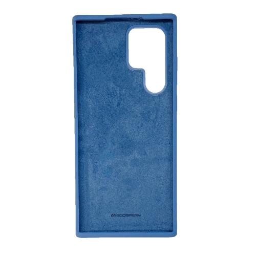 TopSave Goospery Liquid Silicone Rubber Bumper Case with Soft Microfiber For Samsung Galaxy S22 Ultra, Linen Blue