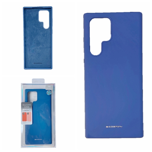 TopSave Goospery Liquid Silicone Rubber Bumper Case with Soft Microfiber For Samsung Galaxy S22 Ultra, Linen Blue