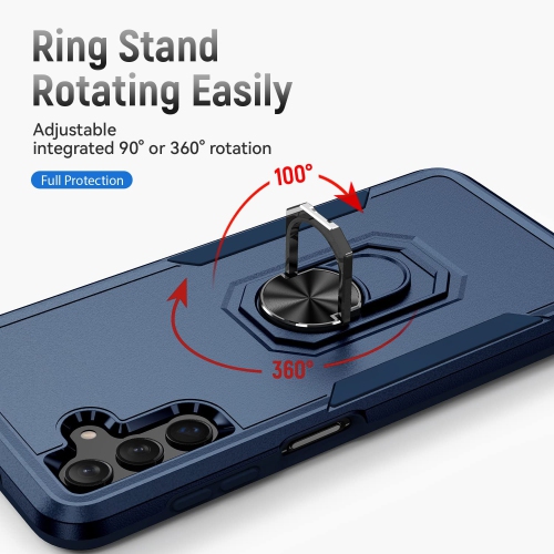 【CSmart】 Shockproof Heavy Duty Magnetic Hard Armor Kickstand Case with Ring Holder for Samsung Galaxy A13 5G / A04s, Navy