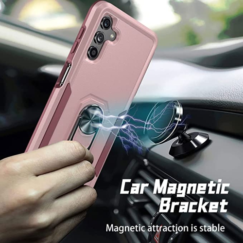 【CSmart】 Shockproof Heavy Duty Magnetic Hard Armor Kickstand Case with Ring Holder for Samsung Galaxy A13 5G / A04s, Pink
