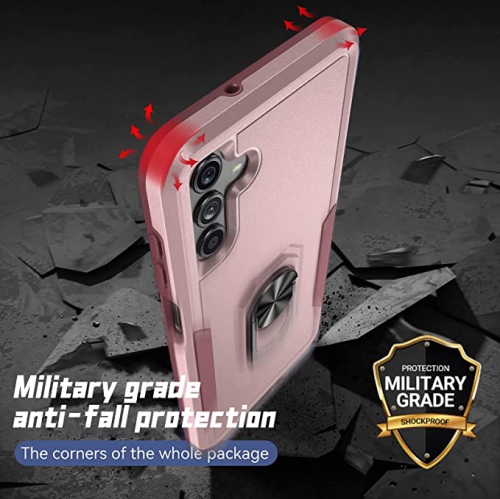 【CSmart】 Shockproof Heavy Duty Magnetic Hard Armor Kickstand Case with Ring Holder for Samsung Galaxy A13 5G / A04s, Pink
