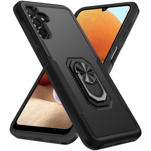 【CSmart】 Shockproof Heavy Duty Magnetic Hard Armor Kickstand Case with Ring Holder for Samsung Galaxy A13 5G / A04s, Black
