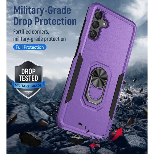 【CSmart】 Étui de béquille magnétique résistant aux chocs avec support de bague pour Samsung Galaxy A13 5G / A04s, Violet