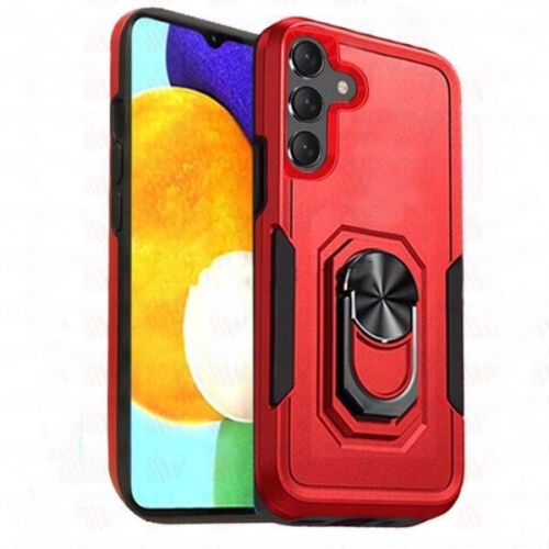 【CSmart】 Shockproof Heavy Duty Magnetic Hard Armor Kickstand Case with Ring Holder for Samsung Galaxy A13 5G / A04s, Red