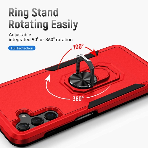 【CSmart】 Shockproof Heavy Duty Magnetic Hard Armor Kickstand Case with Ring Holder for Samsung Galaxy A13 5G / A04s, Red