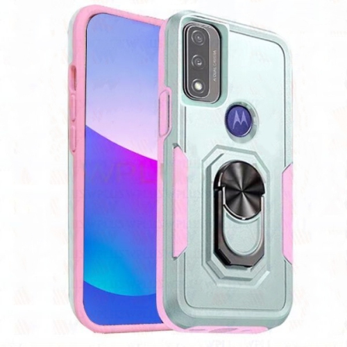 Dual Layers Heavy Duty Magnetic Hard Kickstand Case with Ring Holder for Motorola Moto G Pure 2021 / G Power 2022 / G Play 2023, Teal