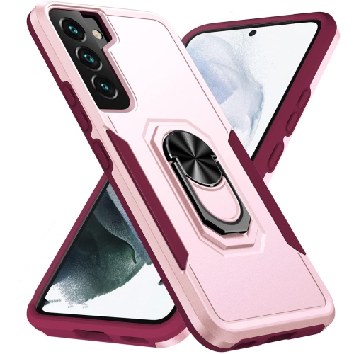 【CSmart】 Étui de béquille magnétique résistant aux chocs avec support de bague pour Samsung Galaxy S22 Plus, Rose