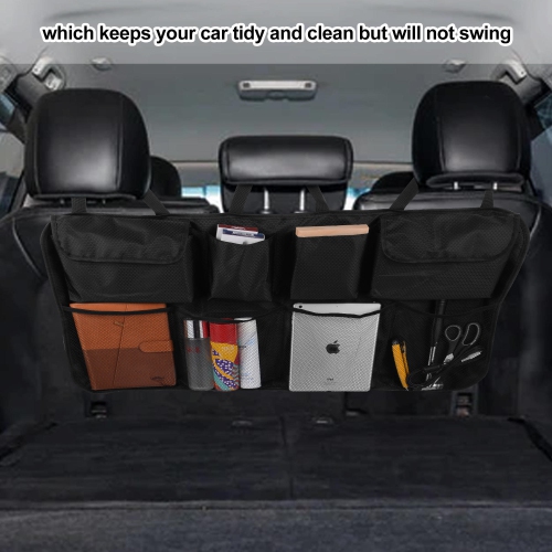 Super Capacity Car Trunk Space Saving Car Hanging Organizer with Stick Stripes with 8 storage bag- LIVINGbasics®