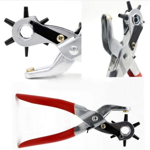 ISTAR Leather Hole Punch - Belt Hole Puncher with 6 Holes, Heavy Duty Revolving Punch Tool with 2-4.5mm Cut Sizes - 22cm Length