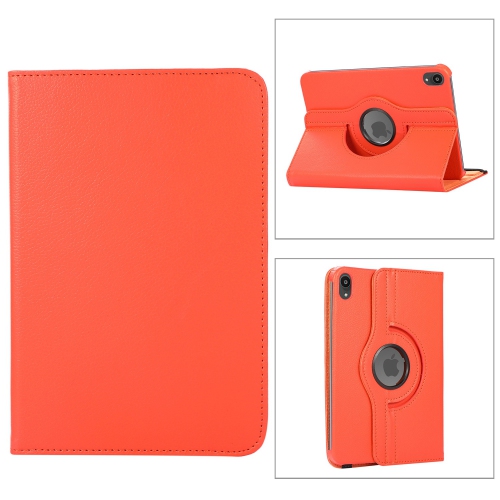 TopSave 360 Rotating PU Leather Tablet Case Cover For Apple iPad Mini 6, Orange