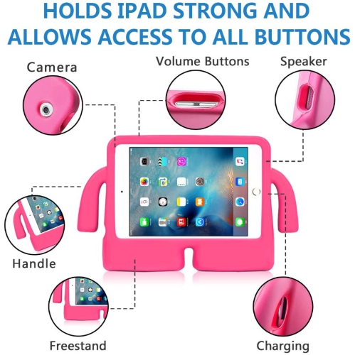 TopSave 3D Cute Cartoon Protection Shock Proof Drop-Proof Kids Case Cover for iPad Mini 1/2/3/4/5, Hot Pink