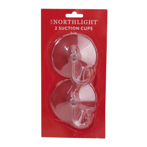 Pack of 2 Clear Suction Cups with Hooks 3"