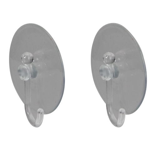 Pack of 2 Clear Suction Cups with Hooks 3"