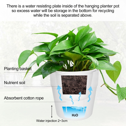 2-Tiered Outdoor Indoor Self Watering Hanging Planter with Drainer and Chain for Plants Flowers Herbs Planters