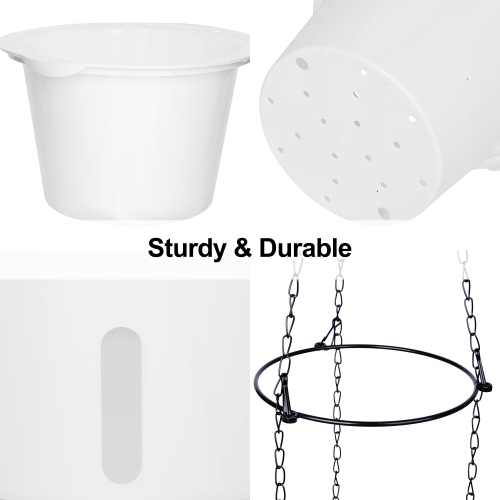 2-Tiered Outdoor Indoor Self Watering Hanging Planter with Drainer and Chain for Plants Flowers Herbs Planters