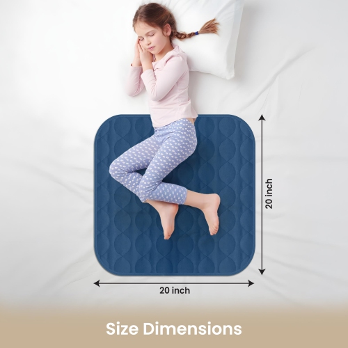 Canadian Linen Incontinence Chair Pads 20"x20, 3 Pack Washable Waterproof Soft Absorbent Reusable Underpad Protector Car Seat Cover Pee Pad, Navy Blue