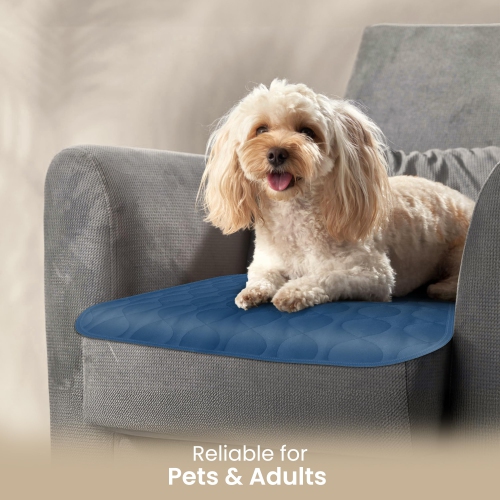 Canadian Linen Incontinence Chair Pads 20"x20, 3 Pack Washable Waterproof Soft Absorbent Reusable Underpad Protector Car Seat Cover Pee Pad, Navy Blue