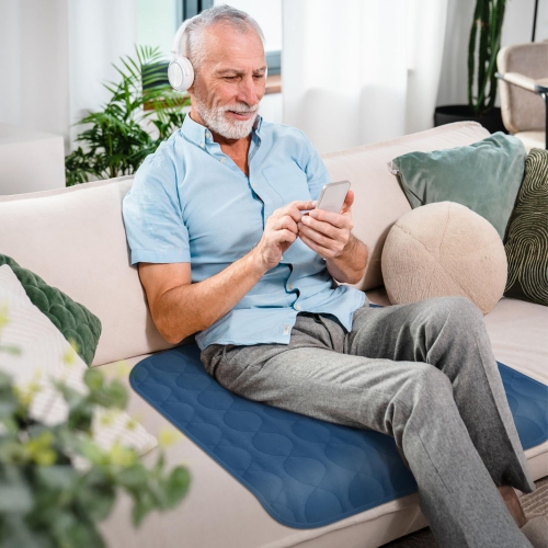 Canadian Linen Incontinence Chair Pads 20"x20, 3 Pack Washable Waterproof Soft Absorbent Reusable Underpad Protector Car Seat Cover Pee Pad, Navy Blue