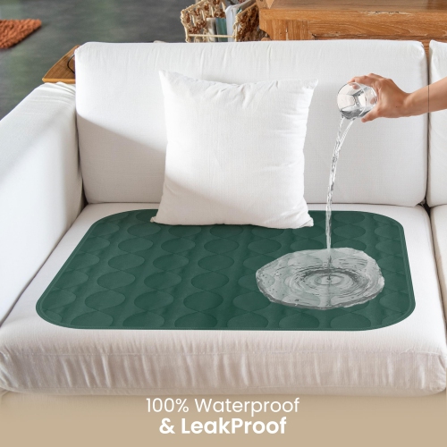 Blocs de chaise réutilisables en lin canadien, 20 x 20 po, paq. 3, doux absorbants imperméables, 100 % coton matelassé perméable à l'air, vert