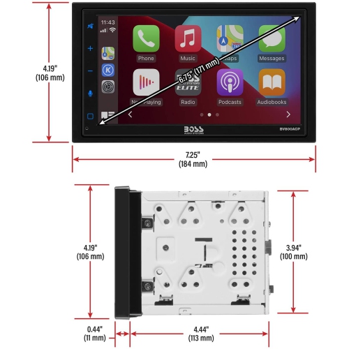 BOSS Audio BV800ACP Double DIN Bluetooth Touchscreen Vehicle Multimedia Player