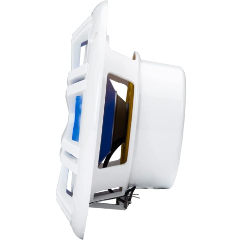 Kicker 49KM604WL KM60 6.5-INCH MARINE COAXIAL SPEAKERS WITH 1/2-INCH (13mm) TWEETERS, WHITE,4-OHM with BLUE LED