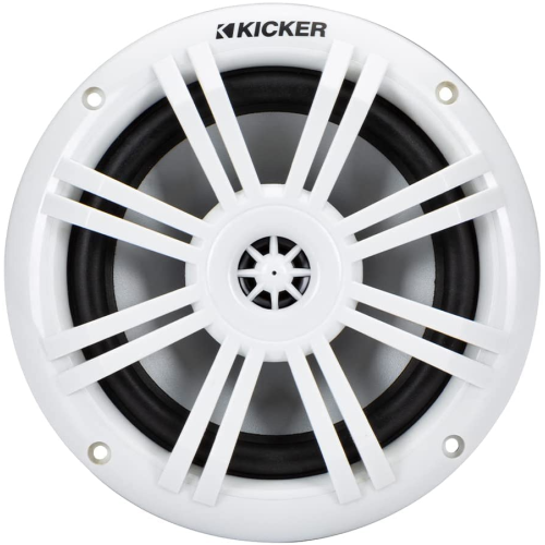 Kicker 49KM604WL KM60 6.5-INCH MARINE COAXIAL SPEAKERS WITH 1/2-INCH (13mm) TWEETERS, WHITE,4-OHM with BLUE LED