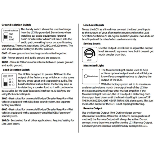 AudioControl LC1i Active 2-Channel Line Driver/Output Converter with Impedance Matching