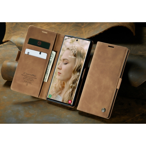 CaseMe Wallet Case Anti-Fall Retro Handmade Leather Magnetic Case Card Slot for Samsung Galaxy S22 Ultra - Free Shipping