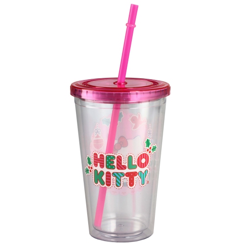Hello Kitty Christmas 16 Oz Cup With Straw