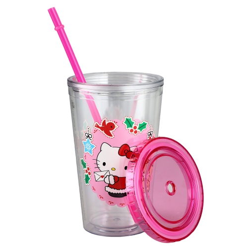 Hello Kitty Christmas 16 Oz Cup With Straw